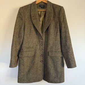 Vintage The J.Peterman Company long Herringbone  wool Blazer Size: 12